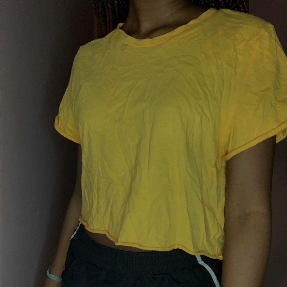 PacSun basics yellow golden cropped tee S